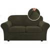 image:imageHVERSAILTEX Real Velvet Plush 3 Piece Stretch Sofa Covers Couch Covers for 2 Cushion Couch Loveseat Covers Width Up to 72 Inch Feature Thick Soft Stay in Place Medium Sofa CamelOlive