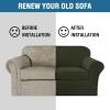 image:imageHVERSAILTEX Real Velvet Plush 3 Piece Stretch Sofa Covers Couch Covers for 2 Cushion Couch Loveseat Covers Width Up to 72 Inch Feature Thick Soft Stay in Place Medium Sofa CamelOlive