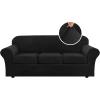 image:imageHVERSAILTEX Real Velvet Plush 3 Piece Stretch Sofa Covers Couch Covers for 2 Cushion Couch Loveseat Covers Width Up to 72 Inch Feature Thick Soft Stay in Place Medium Sofa CamelJet Black