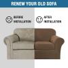 image:imageHVERSAILTEX Real Velvet Plush 3 Piece Stretch Sofa Covers Couch Covers for 2 Cushion Couch Loveseat Covers Width Up to 72 Inch Feature Thick Soft Stay in Place Medium Sofa CamelBronze Brown