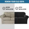 image:imageHVERSAILTEX Real Velvet Plush 3 Piece Stretch Sofa Covers Couch Covers for 2 Cushion Couch Loveseat Covers Width Up to 72 Inch Feature Thick Soft Stay in Place Medium Sofa CamelJet Black