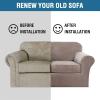 image:imageHVERSAILTEX Real Velvet Plush 3 Piece Stretch Sofa Covers Couch Covers for 2 Cushion Couch Loveseat Covers Width Up to 72 Inch Feature Thick Soft Stay in Place Medium Sofa CamelTaupe