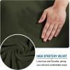 image:imageHVERSAILTEX Real Velvet Plush 3 Piece Stretch Sofa Covers Couch Covers for 2 Cushion Couch Loveseat Covers Width Up to 72 Inch Feature Thick Soft Stay in Place Medium Sofa CamelOlive