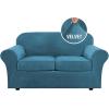 image:imageHVERSAILTEX Real Velvet Plush 3 Piece Stretch Sofa Covers Couch Covers for 2 Cushion Couch Loveseat Covers Width Up to 72 Inch Feature Thick Soft Stay in Place Medium Sofa CamelPeacock Blue