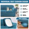 image:imageHVERSAILTEX Real Velvet Plush 3 Piece Stretch Sofa Covers Couch Covers for 2 Cushion Couch Loveseat Covers Width Up to 72 Inch Feature Thick Soft Stay in Place Medium Sofa CamelPeacock Blue