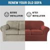 image:imageHVERSAILTEX Real Velvet Plush 3 Piece Stretch Sofa Covers Couch Covers for 2 Cushion Couch Loveseat Covers Width Up to 72 Inch Feature Thick Soft Stay in Place Medium Sofa CamelRust
