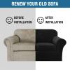 image:imageHVERSAILTEX Real Velvet Plush 3 Piece Stretch Sofa Covers Couch Covers for 2 Cushion Couch Loveseat Covers Width Up to 72 Inch Feature Thick Soft Stay in Place Medium Sofa CamelJet Black