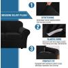 image:imageHVERSAILTEX Real Velvet Plush 3 Piece Stretch Sofa Covers Couch Covers for 2 Cushion Couch Loveseat Covers Width Up to 72 Inch Feature Thick Soft Stay in Place Medium Sofa CamelJet Black