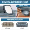 image:imageHVERSAILTEX Real Velvet Plush 3 Piece Stretch Sofa Covers Couch Covers for 2 Cushion Couch Loveseat Covers Width Up to 72 Inch Feature Thick Soft Stay in Place Medium Sofa CamelStone Blue