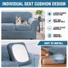 image:imageHVERSAILTEX Real Velvet Plush 3 Piece Stretch Sofa Covers Couch Covers for 2 Cushion Couch Loveseat Covers Width Up to 72 Inch Feature Thick Soft Stay in Place Medium Sofa CamelStone Blue