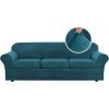image:imageHVERSAILTEX Real Velvet Plush 3 Piece Stretch Sofa Covers Couch Covers for 2 Cushion Couch Loveseat Covers Width Up to 72 Inch Feature Thick Soft Stay in Place Medium Sofa CamelDeep Teal