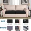 image:imageHVERSAILTEX Super Stretch Individual Seat Sofa Covers Couch Cushion Covers Slipcover Sets Thick Jacquard Textured Twill Fabric 2 Piece Large GreyBlack