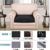 image:imageHVERSAILTEX Super Stretch Individual Seat Sofa Covers Couch Cushion Covers Slipcover Sets Thick Jacquard Textured Twill Fabric 2 Piece Large GreyBlack