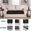 image:imageHVERSAILTEX Super Stretch Individual Seat Sofa Covers Couch Cushion Covers Slipcover Sets Thick Jacquard Textured Twill Fabric 2 Piece Large GreyBlack