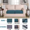 image:imageHVERSAILTEX Super Stretch Individual Seat Sofa Covers Couch Cushion Covers Slipcover Sets Thick Jacquard Textured Twill Fabric 2 Piece Large GreyDeep Teal