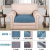 image:imageHVERSAILTEX Super Stretch Individual Seat Sofa Covers Couch Cushion Covers Slipcover Sets Thick Jacquard Textured Twill Fabric 2 Piece Large GreyDusty Blue