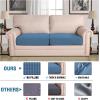 image:imageHVERSAILTEX Super Stretch Individual Seat Sofa Covers Couch Cushion Covers Slipcover Sets Thick Jacquard Textured Twill Fabric 2 Piece Large GreyDusty Blue