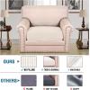 image:imageHVERSAILTEX Super Stretch Individual Seat Sofa Covers Couch Cushion Covers Slipcover Sets Thick Jacquard Textured Twill Fabric 2 Piece Large GreyIvory
