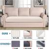 image:imageHVERSAILTEX Super Stretch Individual Seat Sofa Covers Couch Cushion Covers Slipcover Sets Thick Jacquard Textured Twill Fabric 2 Piece Large GreyIvory