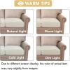 image:imageHVERSAILTEX Super Stretch Individual Seat Sofa Covers Couch Cushion Covers Slipcover Sets Thick Jacquard Textured Twill Fabric 2 Piece Large GreyIvory