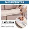 image:imageHVERSAILTEX Super Stretch Individual Seat Sofa Covers Couch Cushion Covers Slipcover Sets Thick Jacquard Textured Twill Fabric 2 Piece Large GreyIvory