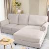 image:imageHVERSAILTEX Super Stretch Individual Seat Sofa Covers Couch Cushion Covers Slipcover Sets Thick Jacquard Textured Twill Fabric 2 Piece Large GreyIvory