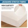 image:imageHVERSAILTEX Super Stretch Individual Seat Sofa Covers Couch Cushion Covers Slipcover Sets Thick Jacquard Textured Twill Fabric 2 Piece Large GreyIvory
