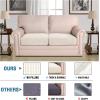 image:imageHVERSAILTEX Super Stretch Individual Seat Sofa Covers Couch Cushion Covers Slipcover Sets Thick Jacquard Textured Twill Fabric 2 Piece Large GreyNatural