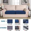 image:imageHVERSAILTEX Super Stretch Individual Seat Sofa Covers Couch Cushion Covers Slipcover Sets Thick Jacquard Textured Twill Fabric 2 Piece Large GreyNavy