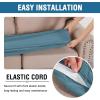 image:imageHVERSAILTEX Super Stretch Individual Seat Sofa Covers Couch Cushion Covers Slipcover Sets Thick Jacquard Textured Twill Fabric 2 Piece Large GreyStorm Blue