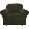 image:imageHVERSAILTEX Real Velvet Plush 3 Piece Stretch Sofa Covers Couch Covers for 2 Cushion Couch Loveseat Covers Width Up to 72 Inch Feature Thick Soft Stay in Place Medium Sofa CamelOlive