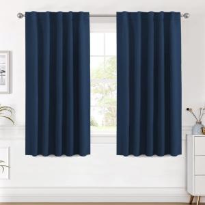 image:imageHVERSAILTEX Blackout Curtains Thermal Insulated Window Treatment Panels Room Darkening Blackout Drapes for Living Room Back TabRod Pocket Bedroom Draperies 52 x 84 Inch Stone Blue 2 PanelsNavy Blue