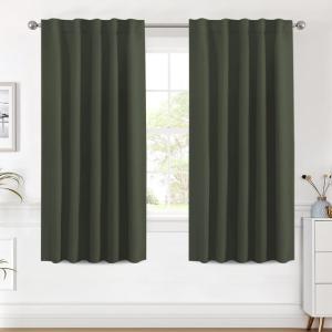 image:imageHVERSAILTEX Blackout Curtains Thermal Insulated Window Treatment Panels Room Darkening Blackout Drapes for Living Room Back TabRod Pocket Bedroom Draperies 52 x 84 Inch Stone Blue 2 PanelsOlive