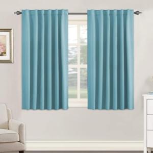 image:imageHVERSAILTEX Blackout Curtains Thermal Insulated Window Treatment Panels Room Darkening Blackout Drapes for Living Room Back TabRod Pocket Bedroom Draperies 52 x 84 Inch Stone Blue 2 PanelsAqua