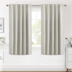 image:imageHVERSAILTEX Blackout Curtains Thermal Insulated Window Treatment Panels Room Darkening Blackout Drapes for Living Room Back TabRod Pocket Bedroom Draperies 52 x 84 Inch Stone Blue 2 PanelsIvoryCream