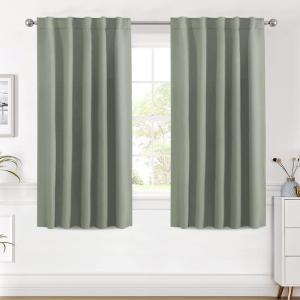 image:imageHVERSAILTEX Blackout Curtains Thermal Insulated Window Treatment Panels Room Darkening Blackout Drapes for Living Room Back TabRod Pocket Bedroom Draperies 52 x 84 Inch Stone Blue 2 PanelsLight Sage