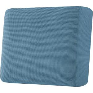 image:imageHVERSAILTEX Super Stretch Individual Seat Sofa Covers Couch Cushion Covers Slipcover Sets Thick Jacquard Textured Twill Fabric 2 Piece Large GreyDusty Blue