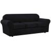 image:imageHVERSAILTEX 3 Piece Stretch Sofa Covers for 2 Cushion Loveseat Couch  Thicker Jacquard Fabric Medium Sofa TaupeBlack