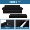 image:imageHVERSAILTEX 3 Piece Stretch Sofa Covers for 2 Cushion Loveseat Couch  Thicker Jacquard Fabric Medium Sofa TaupeBlack