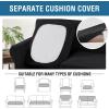 image:imageHVERSAILTEX 3 Piece Stretch Sofa Covers for 2 Cushion Loveseat Couch  Thicker Jacquard Fabric Medium Sofa TaupeBlack