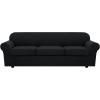 image:imageHVERSAILTEX 3 Piece Stretch Sofa Covers for 2 Cushion Loveseat Couch  Thicker Jacquard Fabric Medium Sofa TaupeBlack