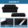 image:imageHVERSAILTEX 3 Piece Stretch Sofa Covers for 2 Cushion Loveseat Couch  Thicker Jacquard Fabric Medium Sofa TaupeBlack