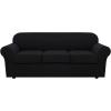 image:imageHVERSAILTEX 3 Piece Stretch Sofa Covers for 2 Cushion Loveseat Couch  Thicker Jacquard Fabric Medium Sofa TaupeBlack