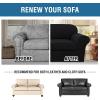 image:imageHVERSAILTEX 3 Piece Stretch Sofa Covers for 2 Cushion Loveseat Couch  Thicker Jacquard Fabric Medium Sofa TaupeBlack
