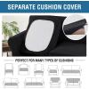 image:imageHVERSAILTEX 3 Piece Stretch Sofa Covers for 2 Cushion Loveseat Couch  Thicker Jacquard Fabric Medium Sofa TaupeBlack