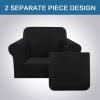 image:imageHVERSAILTEX 3 Piece Stretch Sofa Covers for 2 Cushion Loveseat Couch  Thicker Jacquard Fabric Medium Sofa TaupeBlack
