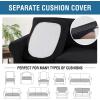 image:imageHVERSAILTEX 3 Piece Stretch Sofa Covers for 2 Cushion Loveseat Couch  Thicker Jacquard Fabric Medium Sofa TaupeBlack