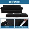 image:imageHVERSAILTEX 3 Piece Stretch Sofa Covers for 2 Cushion Loveseat Couch  Thicker Jacquard Fabric Medium Sofa TaupeBlack