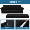 image:imageHVERSAILTEX 3 Piece Stretch Sofa Covers for 2 Cushion Loveseat Couch  Thicker Jacquard Fabric Medium Sofa TaupeBlack