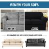 image:imageHVERSAILTEX 3 Piece Stretch Sofa Covers for 2 Cushion Loveseat Couch  Thicker Jacquard Fabric Medium Sofa TaupeBlack